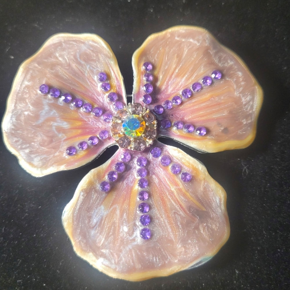 Purple and Cream Flower Brooch